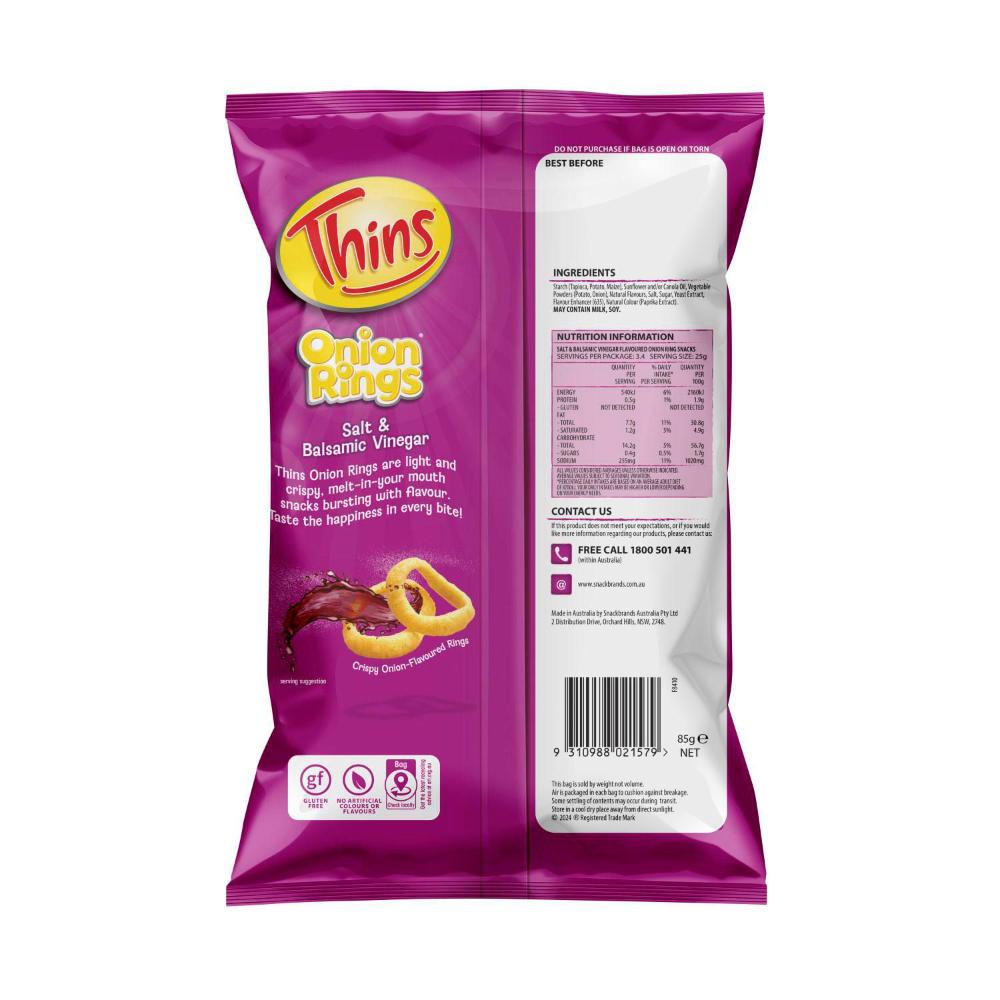Thins Onion Rings Salt & Vinegar - 85g