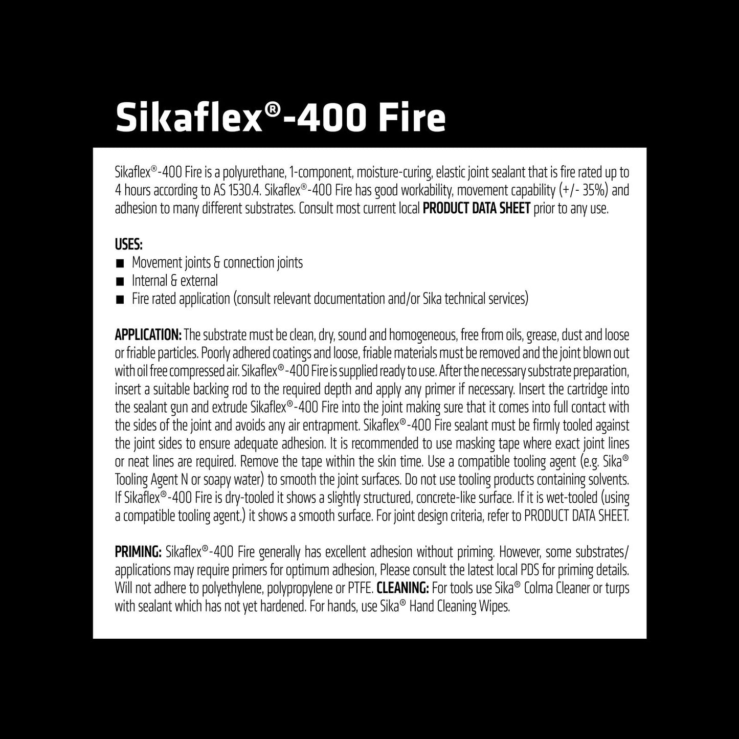Sikaflex 400 Fire Polyurethane Sealant - 600ml - Grey