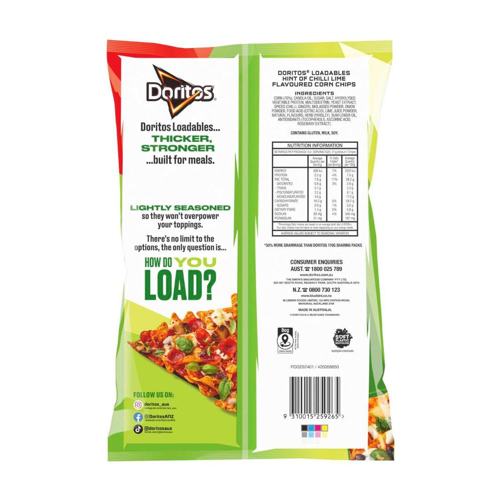 Doritos Loadable Corn Chips Lime - 255g