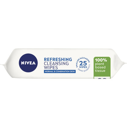 Nivea Refreshing Biodegradable Face Cleansing Makeup Wipes 25 Pack