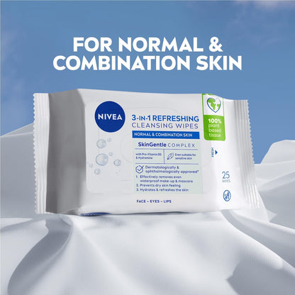 Nivea Refreshing Biodegradable Face Cleansing Makeup Wipes 25 Pack