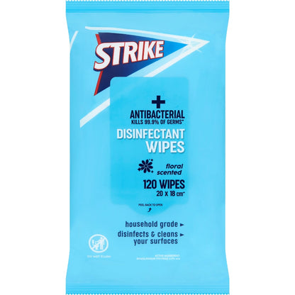 Strike Household Grade Disinfectant Wipes 120 Pack
