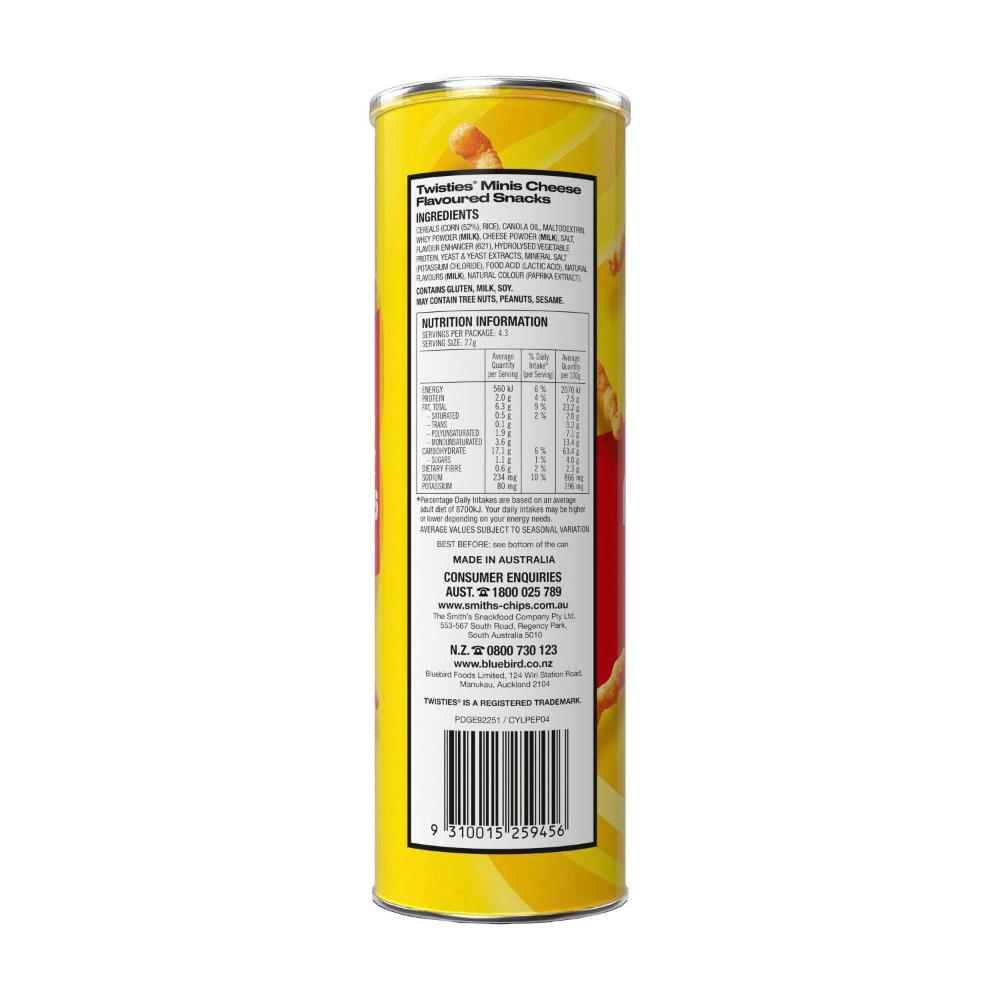 Twisties Minis Cheese Flavoured Snacks - 115g