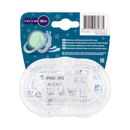 Philips Avent Ultra Air Soother Nighttime Glow 18+ Months - 2 Pack