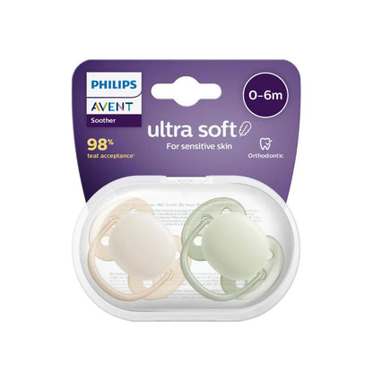 Philips Avent Ultra Soft Soother 0-6 Months Plain Mixed - 2 Pack