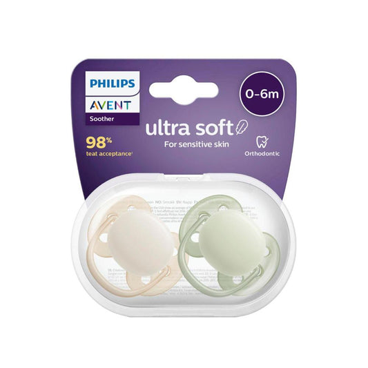 Philips Avent Ultra Soft Soother 0-6 Months Plain Mixed - 2 Pack