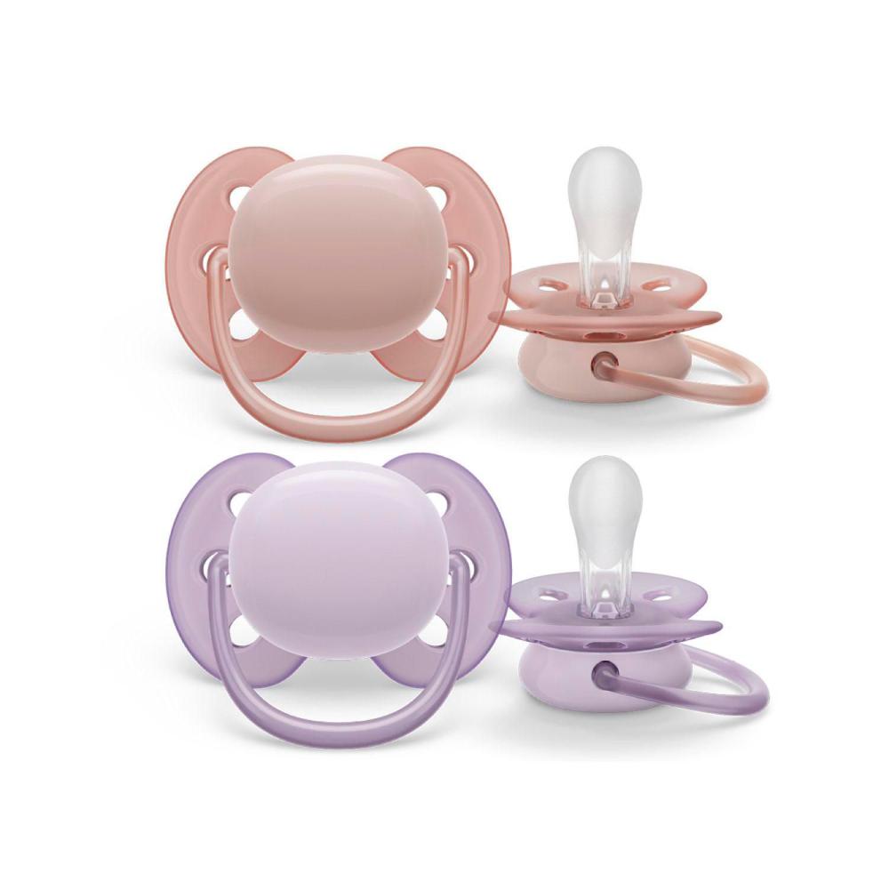 Philips Avent Ultra Soft Soother 0-6 Months Plain Mixed - 2 Pack
