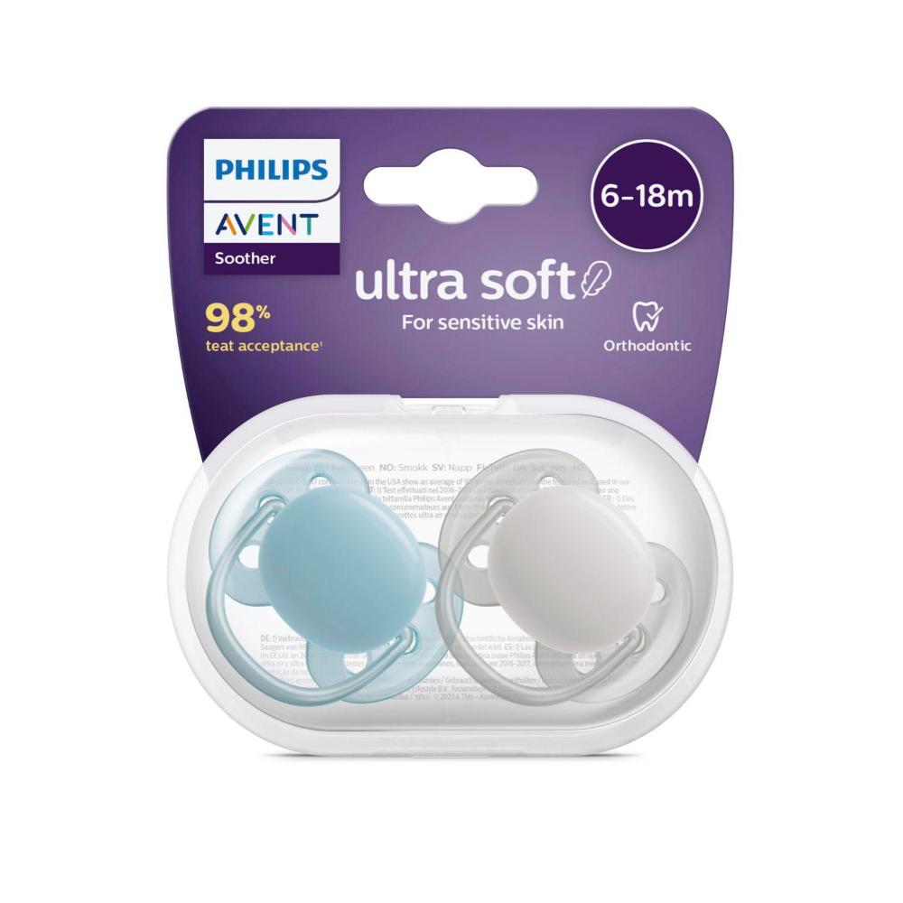 Philips Avent Ultra Soft Soother 6-18 Months Plain Mixed - 2 Pack