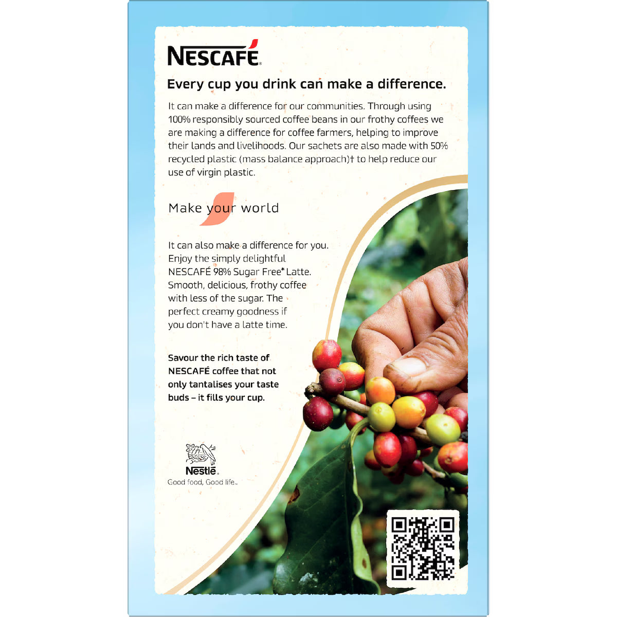 Nescafe 98% Sugar Free Latte Coffee Sachets | 10 pack