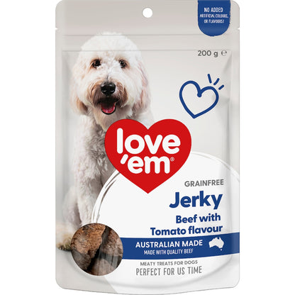 Loveem Grain Free Dog Treats Beef Jerky With Tomato 200g