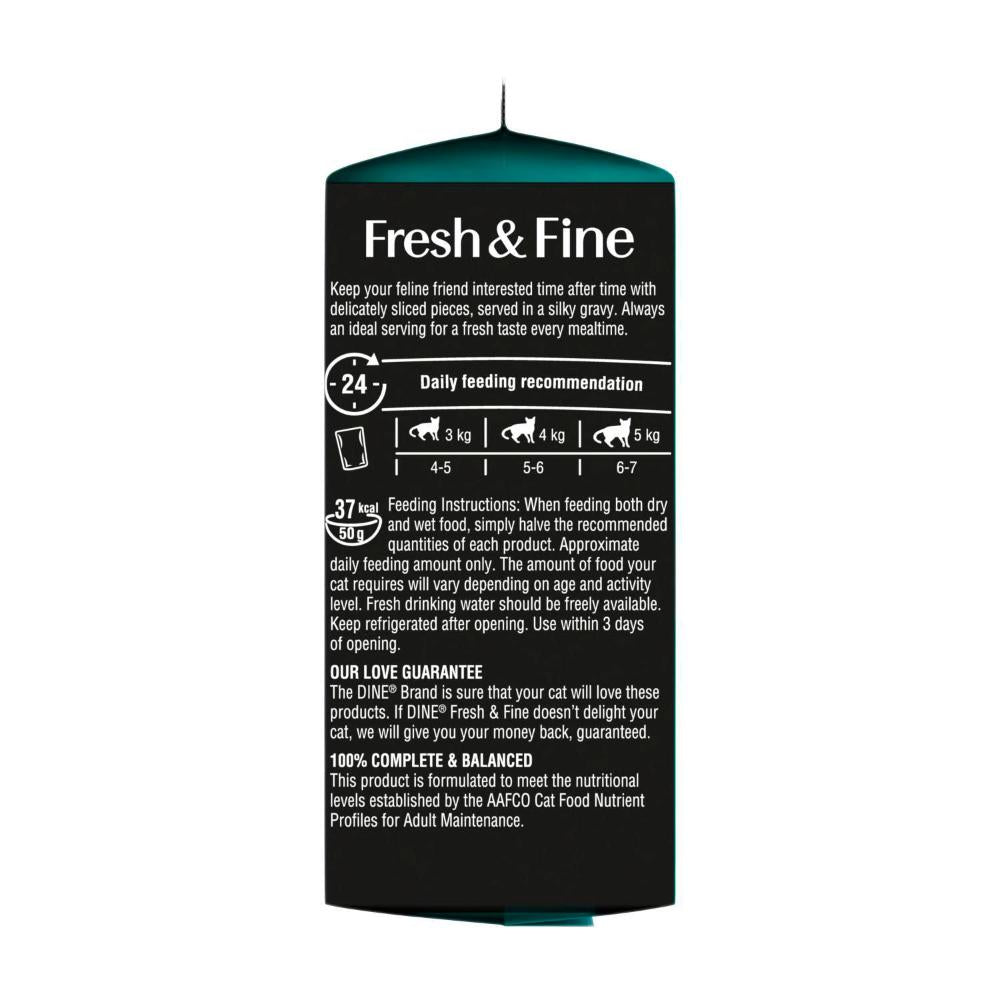 Dine Fresh & Fine Chunks In Gravy With Chicken Turkey & Duck Cat Food Pouch 6x50g - 6 Pack