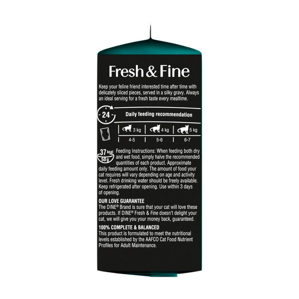 Dine Fresh & Fine Chunks In Gravy With Salmon Tuna & Trout Cat Food Pouch 6x50g - 6 Pack