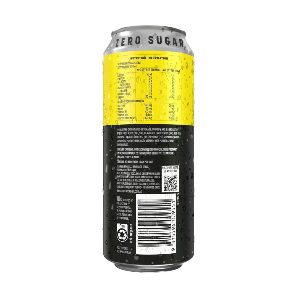 Solo Lemon Energy Can Zero Sugar - 500mL