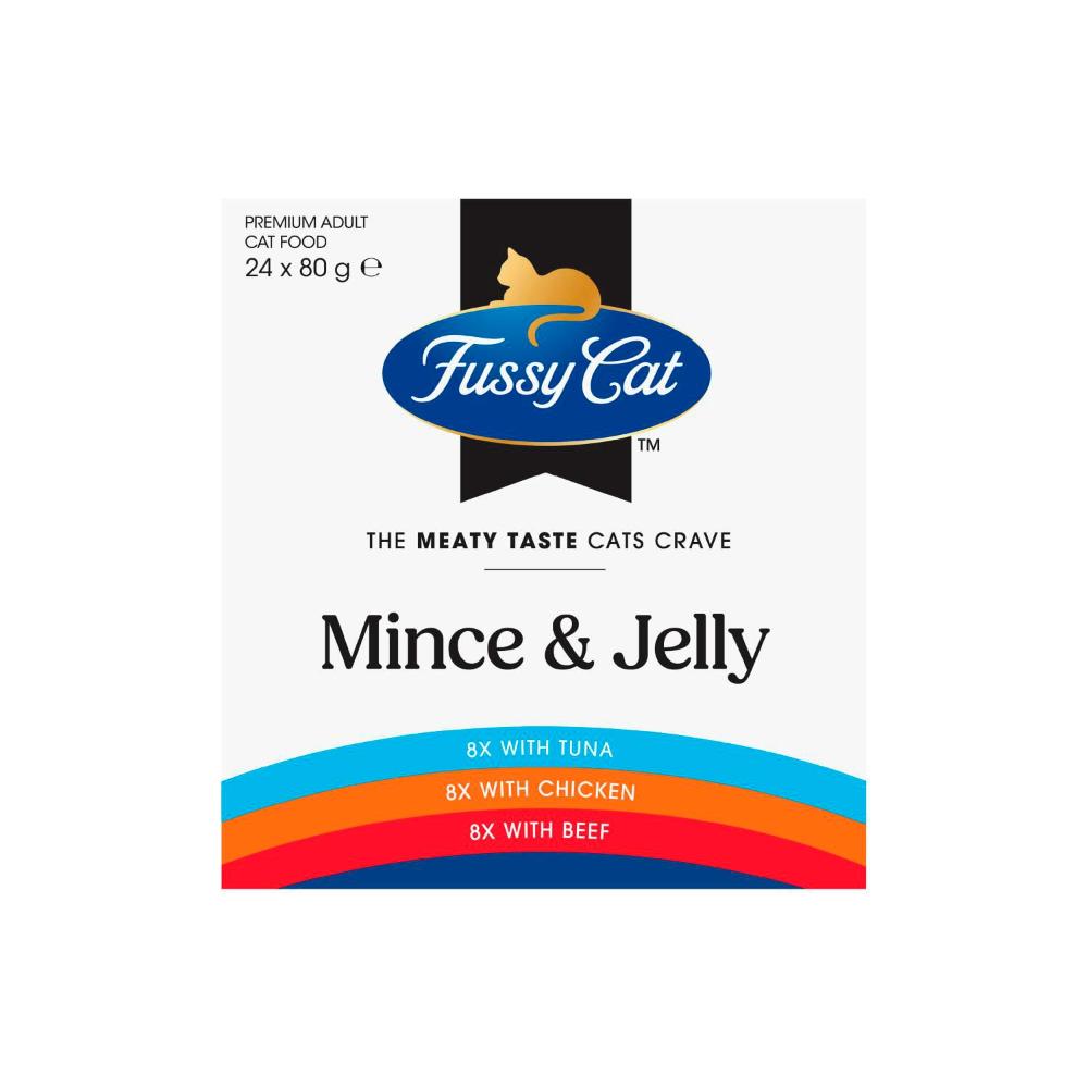 Fussy Cat Twice As Tasty Cat Food Mince & Jelly 24x80g - 24 Pack