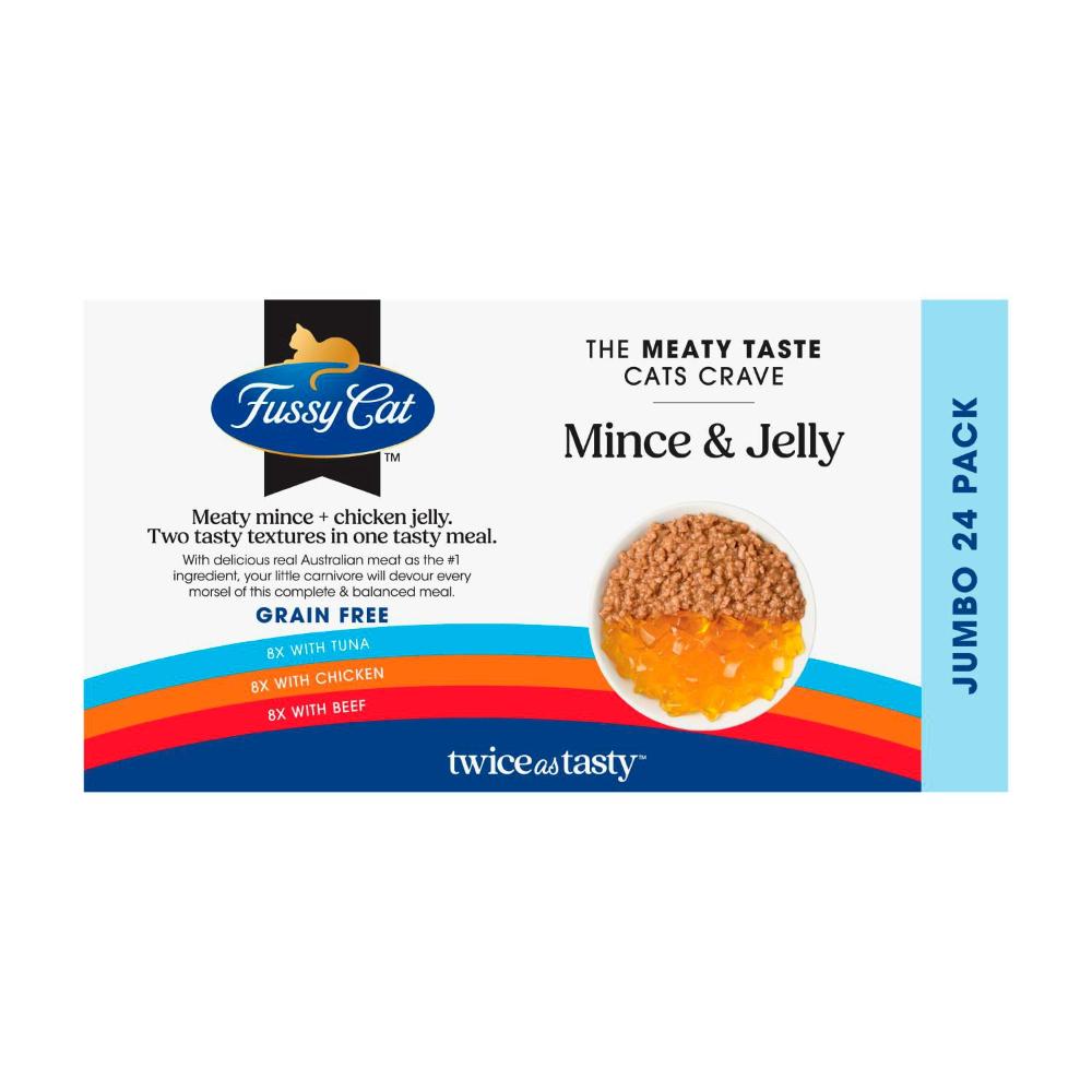 Fussy Cat Twice As Tasty Cat Food Mince & Jelly 24x80g - 24 Pack