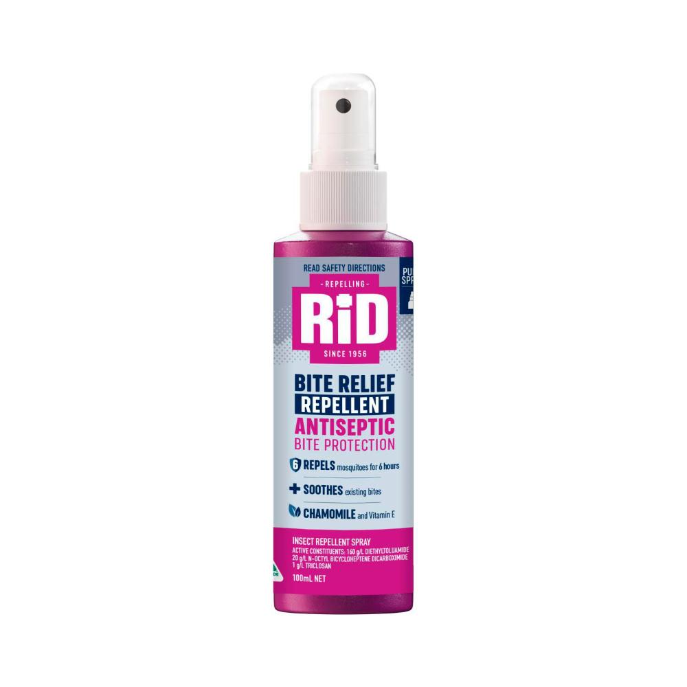 Rid Bite Relief Repellent Antiseptic Bite Protection Insect Repellent Spray - 100mL