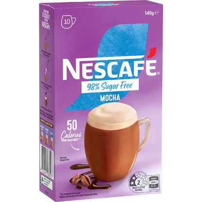 Nescafe 98% Sugar Free Mocha Coffee Sachets 10 Pack