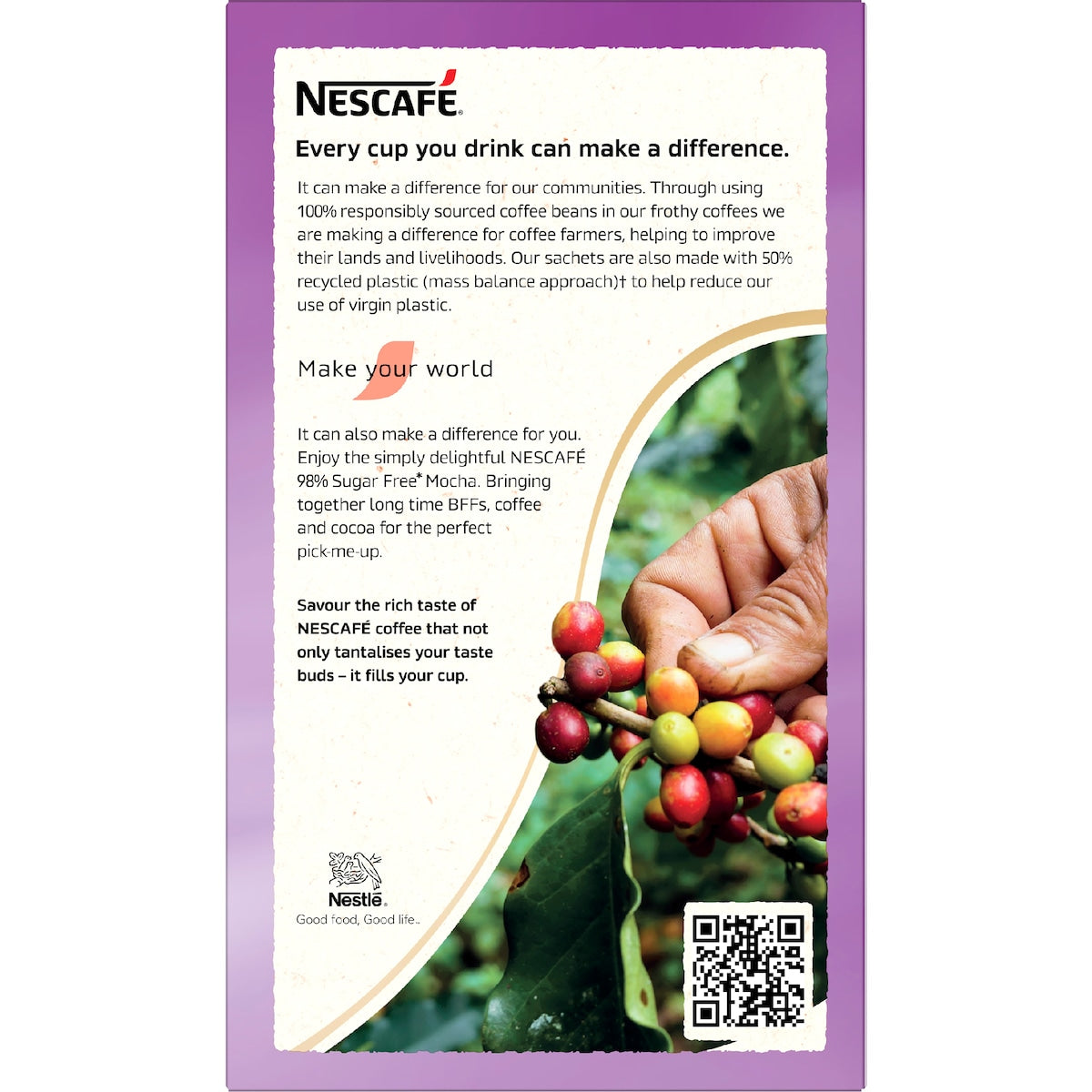 Nescafe 98% Sugar Free Mocha Coffee Sachets 10 Pack
