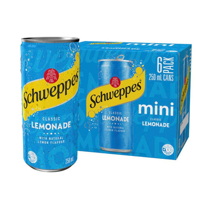 Schweppes Lemonade Soft Drink Mini Cans 6x250ml