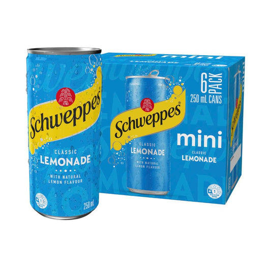 Schweppes Lemonade Soft Drink Mini Cans 6x250ml