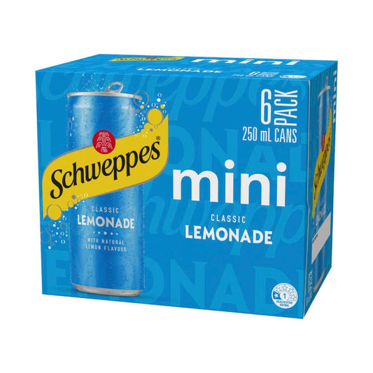 Schweppes Lemonade Soft Drink Mini Cans 6x250ml