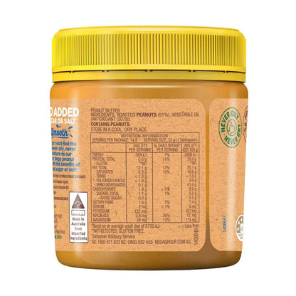 Bega Smooth Peanut Butter No Added Sugar/ Salt - 325g