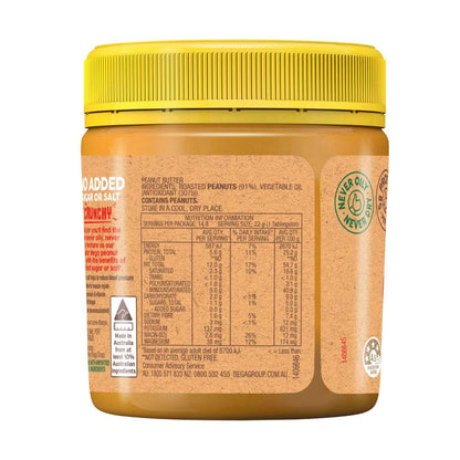 Bega Crunchy Peanut Butter No Added Sugar/ Salt - 325g