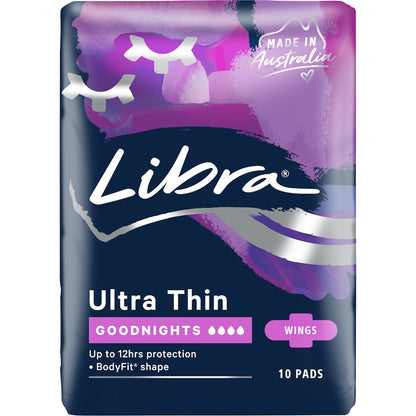 Libra Goodnights Pads Ultra Thin Wings 10 Pack