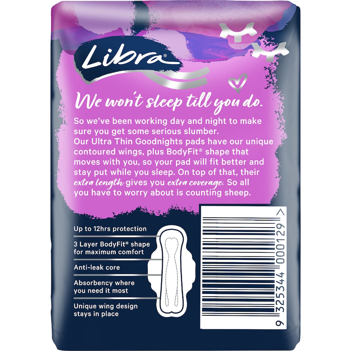Libra Goodnights Pads Ultra Thin Wings 10 Pack