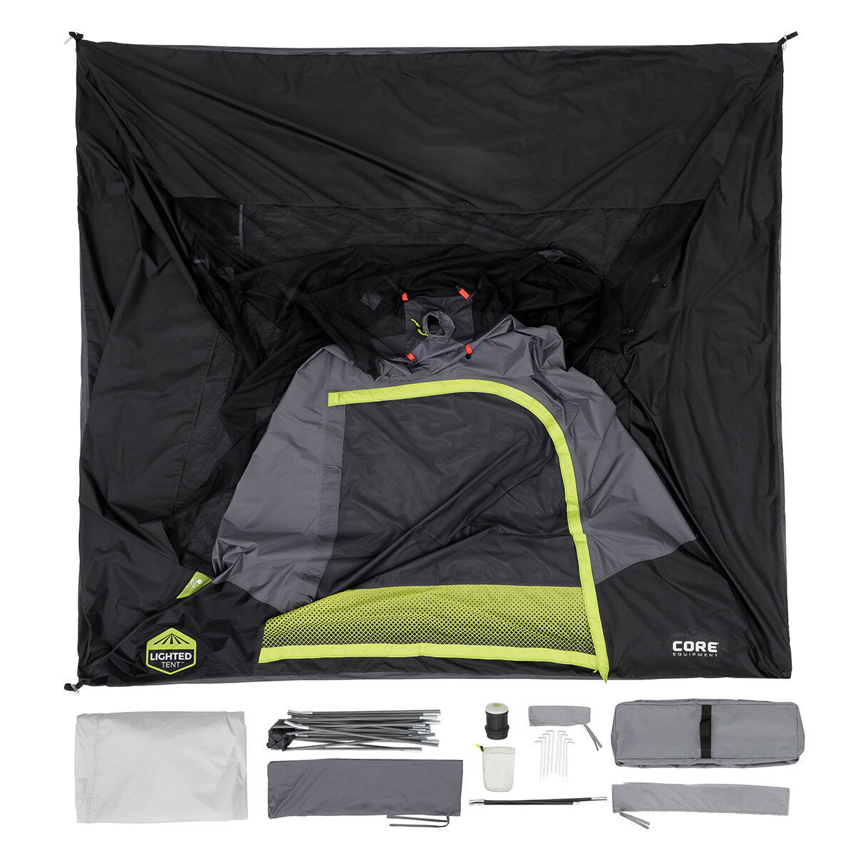 CORE 6 Person Lighted Blockout Tent With Full Rainfly