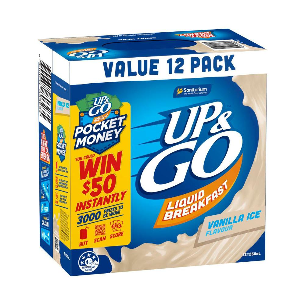 Sanitarium Up&go Liquid Breakfast Fridge Vanilla Pack 12x250ml - 3L