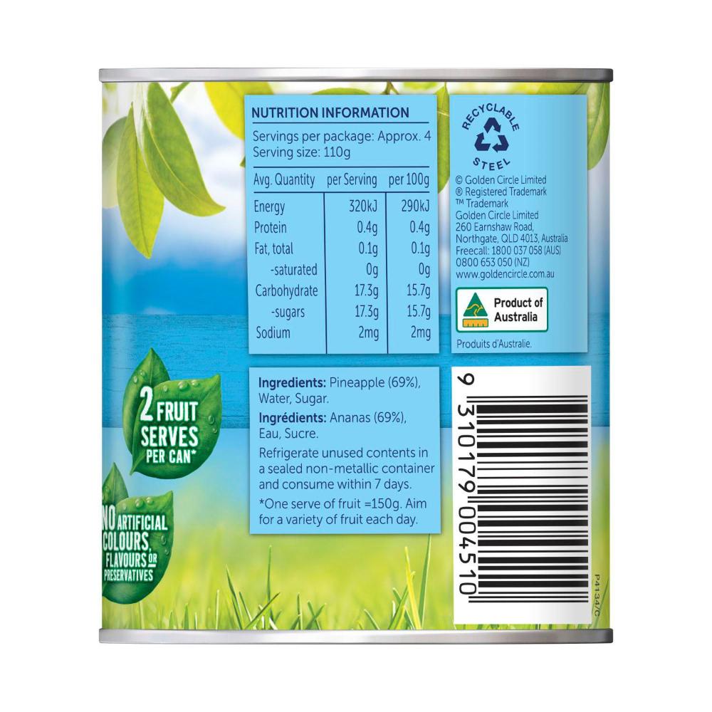 Golden Cire Australian Pineapple Pieces In Syrup - 450g