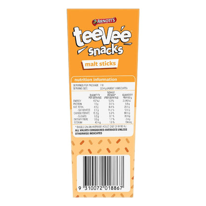 Arnotts Tee Vee Snacks Malt Sticks Chocolate Biscuits 175g