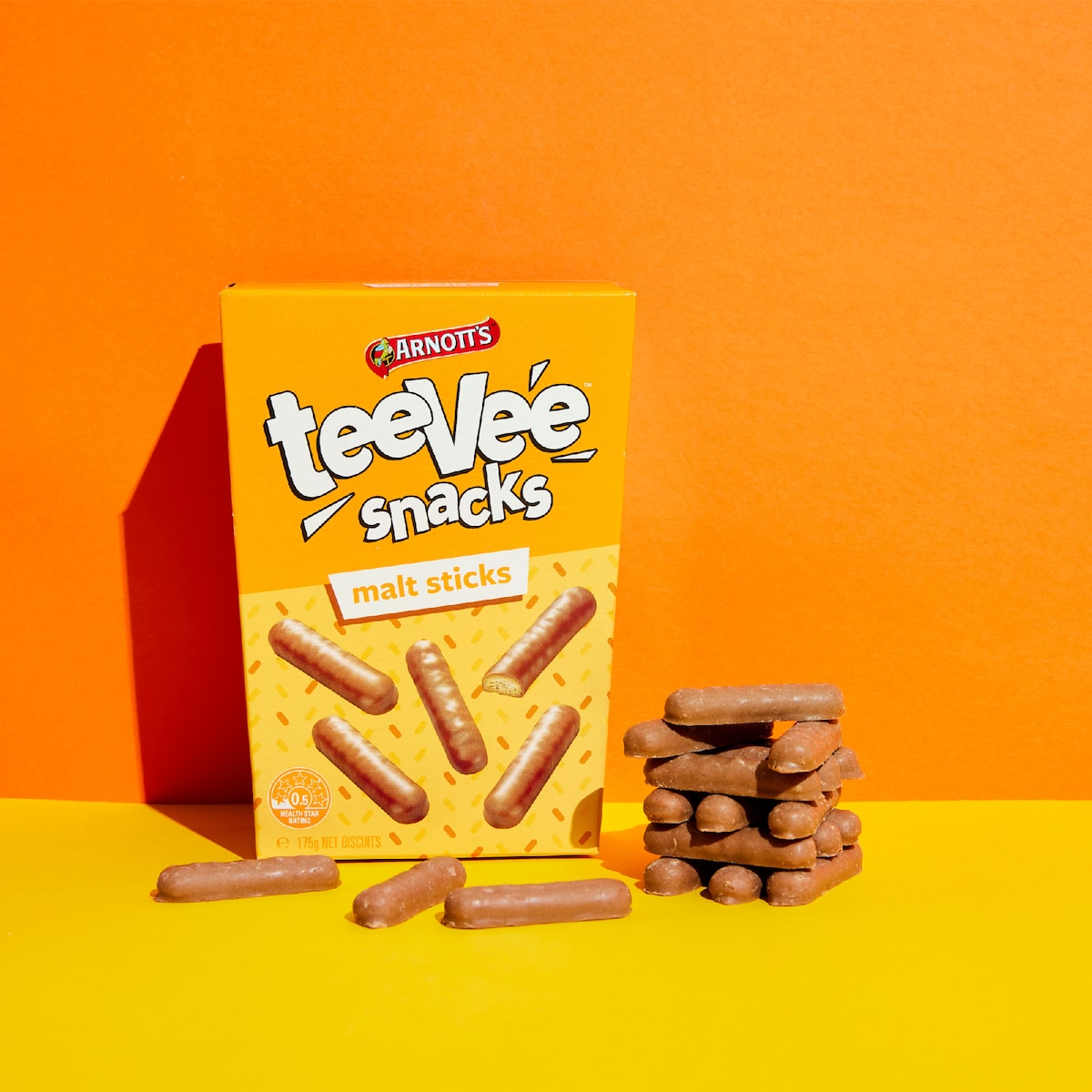 Arnotts Tee Vee Snacks Malt Sticks Chocolate Biscuits 175g