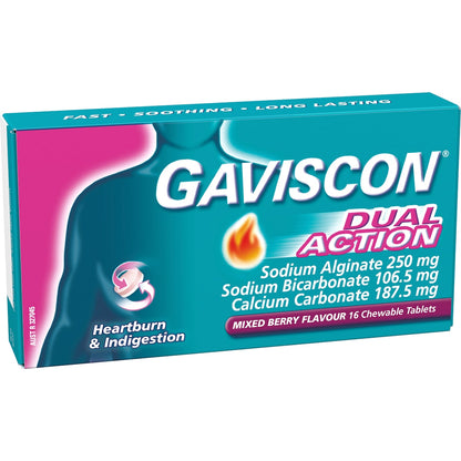Gaviscon Dual Action Heartburn & Indigestion Relief Mixed Berry 16 Pack