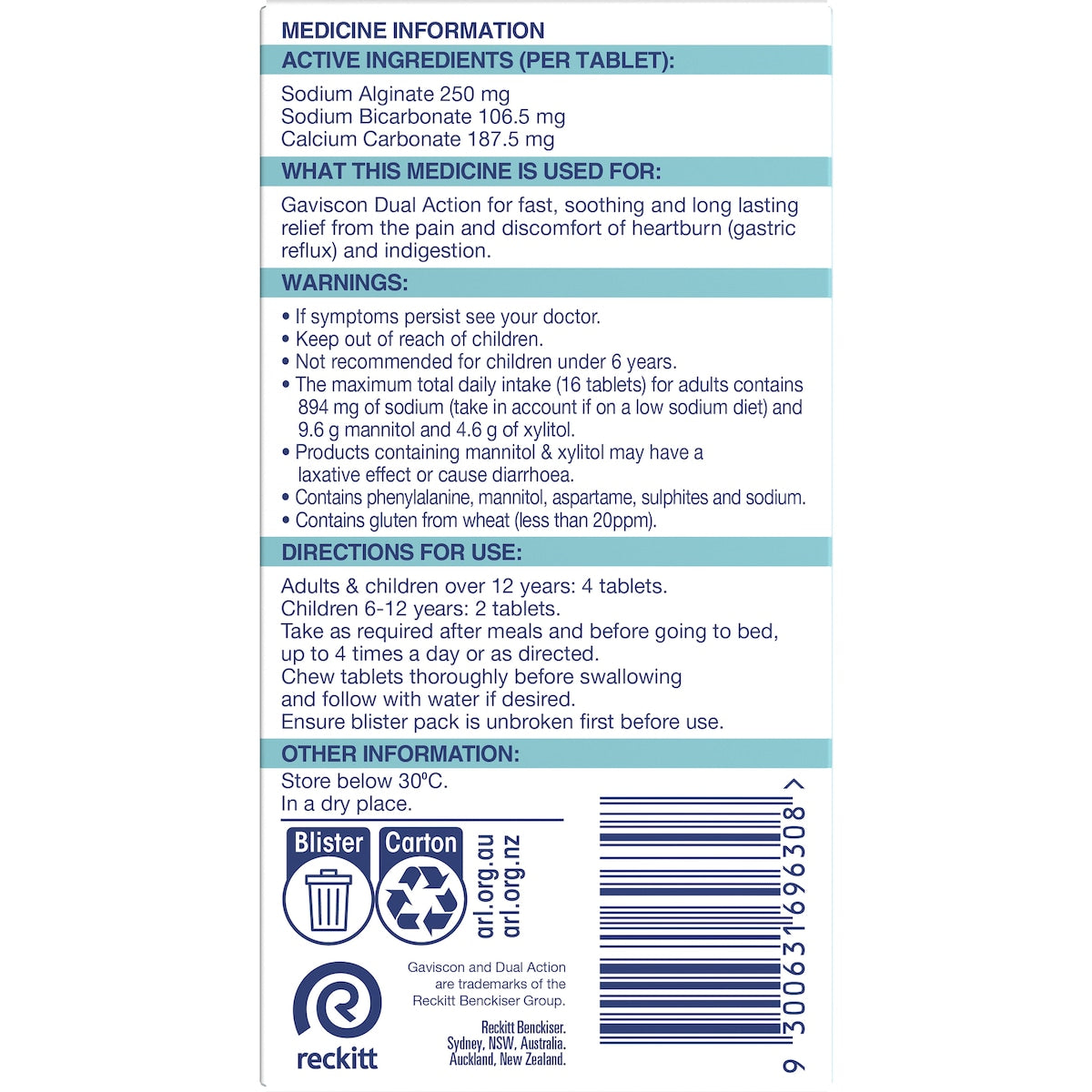 Gaviscon Dual Action Heartburn & Indigestion Relief Mixed Berry 16 Pack