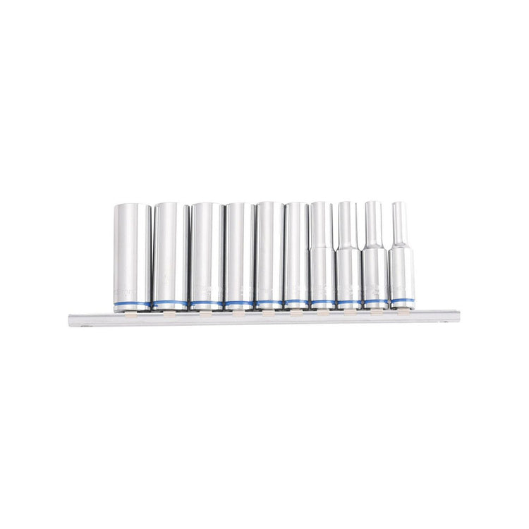 Kincrome 10 Piece 1 4 Drive Metric Mirror Polish Deep Socket Rail