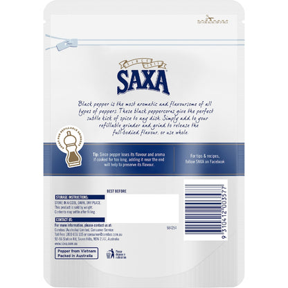 Saxa Black Whole Peppercorns Pepper 190g