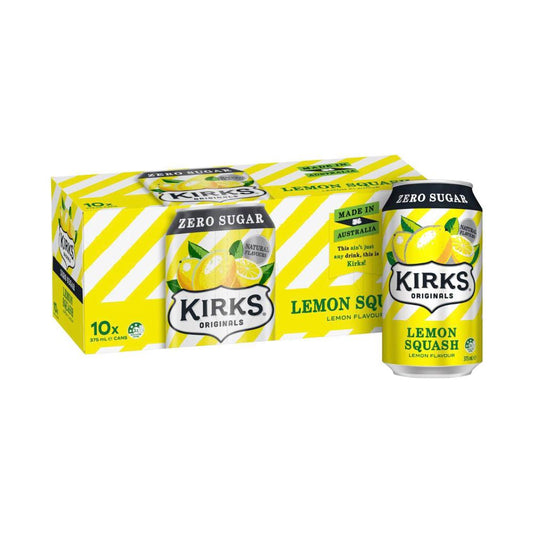 Kirks Sugar Free Lemon Soft Drink 10x375mL