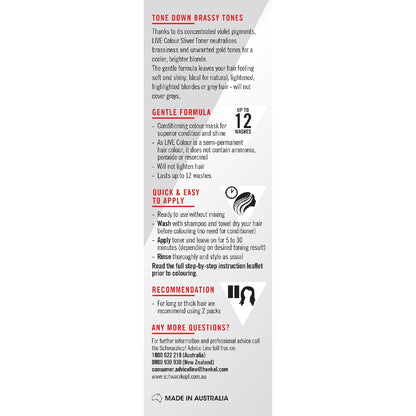 Schwarzkopf Live Colour Hair Dye Silver Toner Semi Permanent Each
