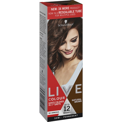 Schwarzkopf Live Colour Hair Dye Natural Brown Semi Permanent Each