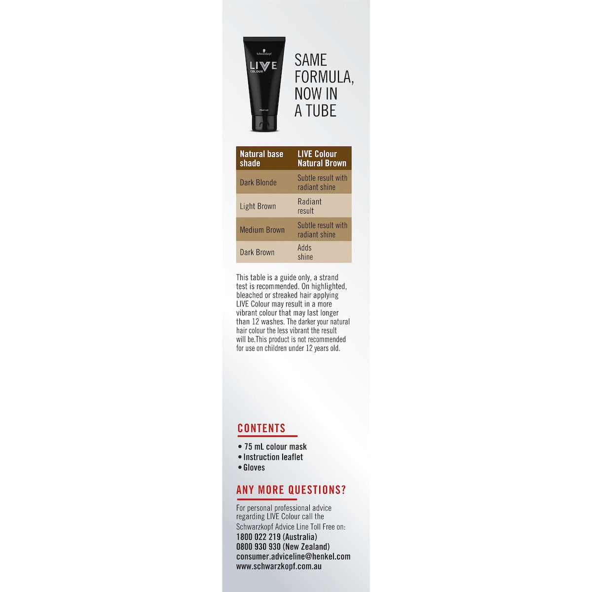 Schwarzkopf Live Colour Hair Dye Natural Brown Semi Permanent Each