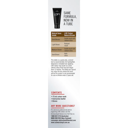 Schwarzkopf Live Colour Hair Dye Natural Brown Semi Permanent Each