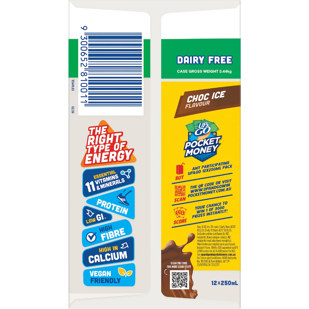 Up&go Dairy Free Liquid Breakfast Choc Ice 250ml X 12 Pack