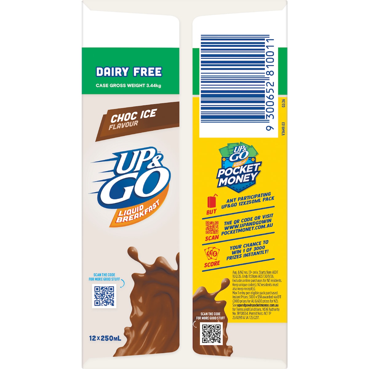 Up&go Dairy Free Liquid Breakfast Choc Ice 250ml X 12 Pack