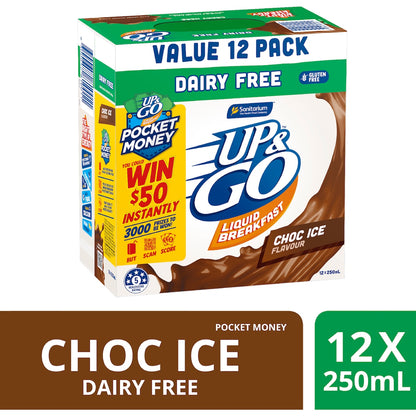 Up&go Dairy Free Liquid Breakfast Choc Ice 250ml X 12 Pack