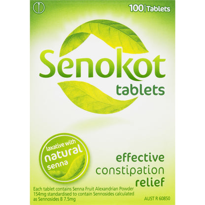 Senokot Laxatives Senna Tablets 100 Pack