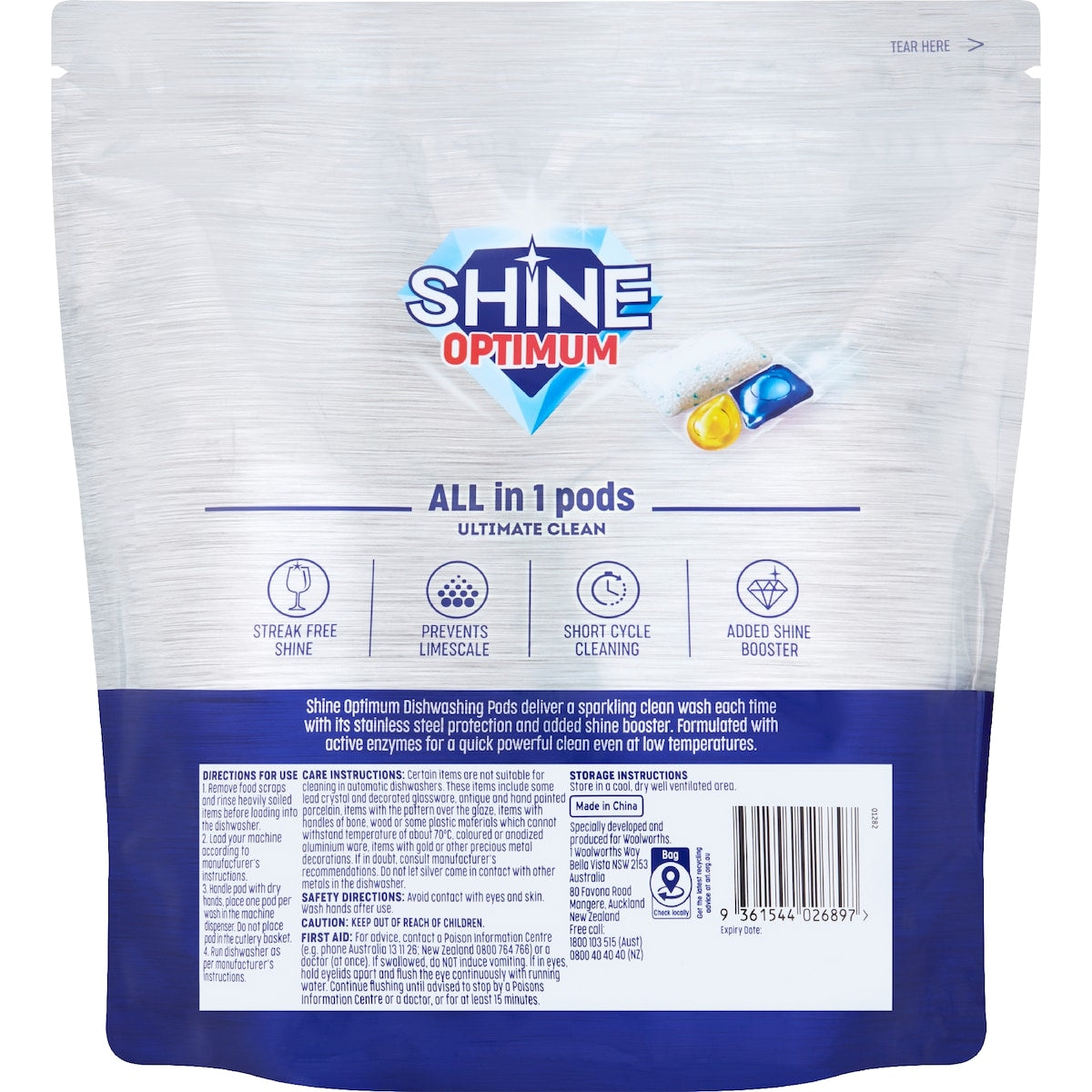 Shine Optimum All In 1 Ultimate Clean Dishwasher Tablets 100 Pack