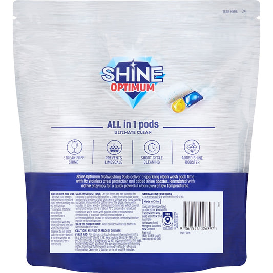 Shine Optimum All In 1 Ultimate Clean Dishwasher Tablets 100 Pack