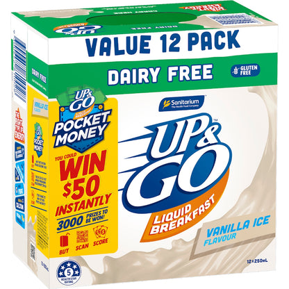 Up&go Dairy Free Liquid Breakfast Vanilla Ice 250ml X 12 Pack